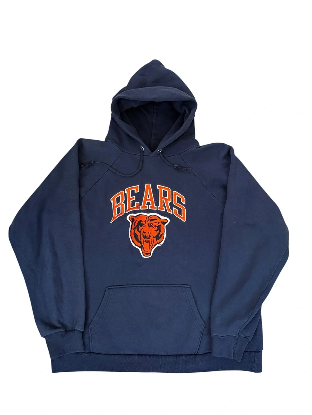 VTG 90s Champion Chicago Bears Hoodie Boys XL NFL Embroidered Navy Blue Orange